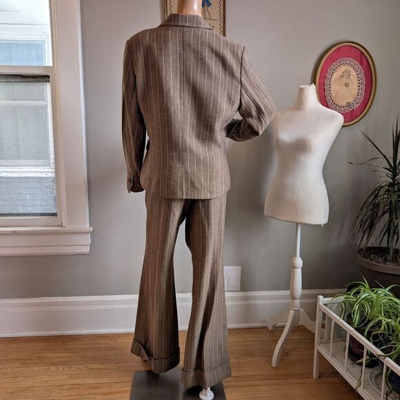 Vintage Y2K View Collection Pantsuit Knit Blazer Herringbone Office Plus Size 14 - Picture 14 of 16